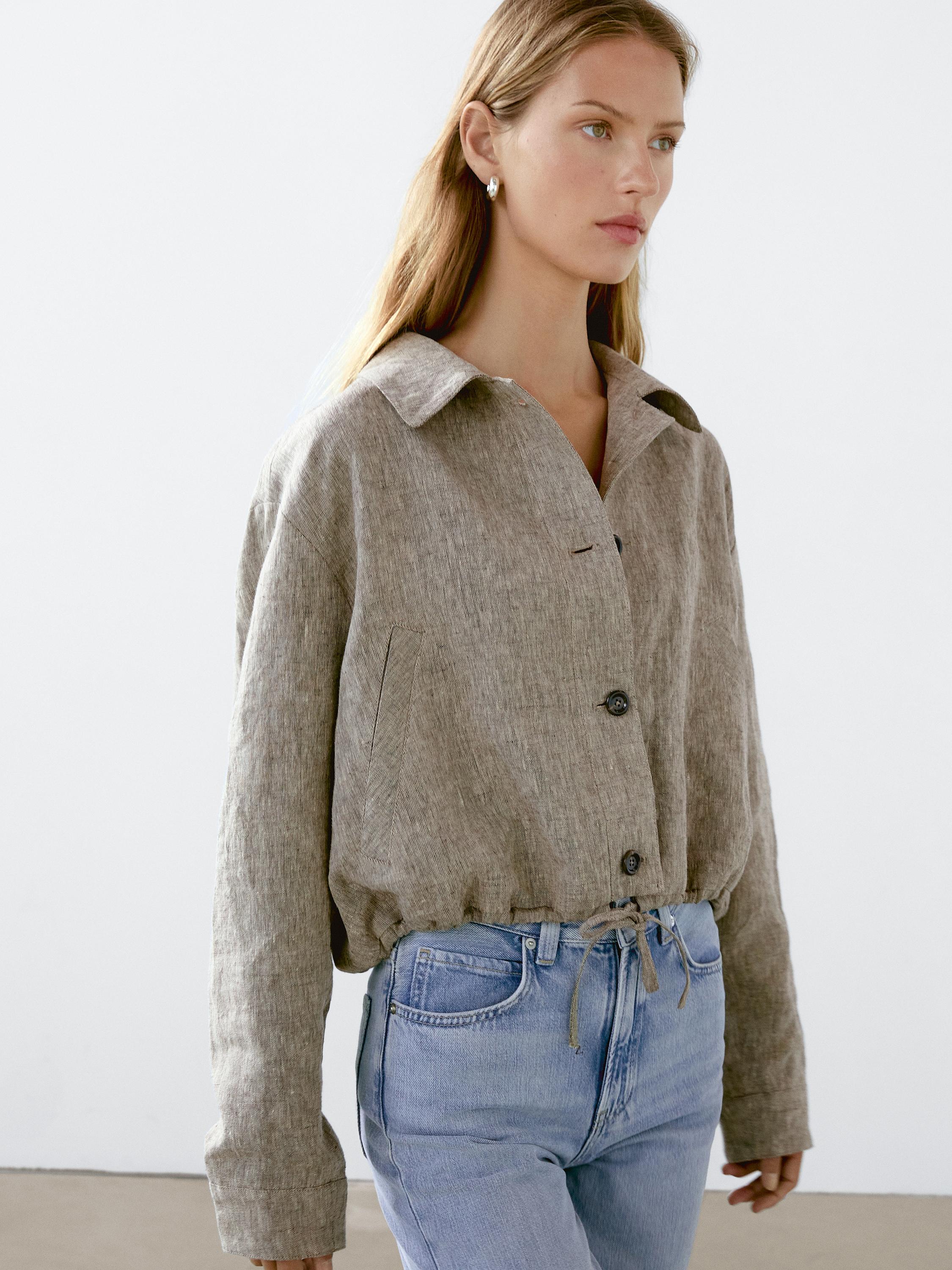 100% linen bomber jacket